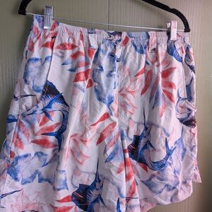 Columbia Red and Blue Fish Print Shorts